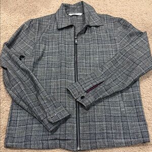 Zara Men's Gray plaid zip  Shirt Jacket